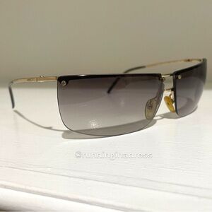 Vintage Y2K Gucci GG 2653/S Rimless Shield Sunglasses Gold Tone Gradient Lenses
